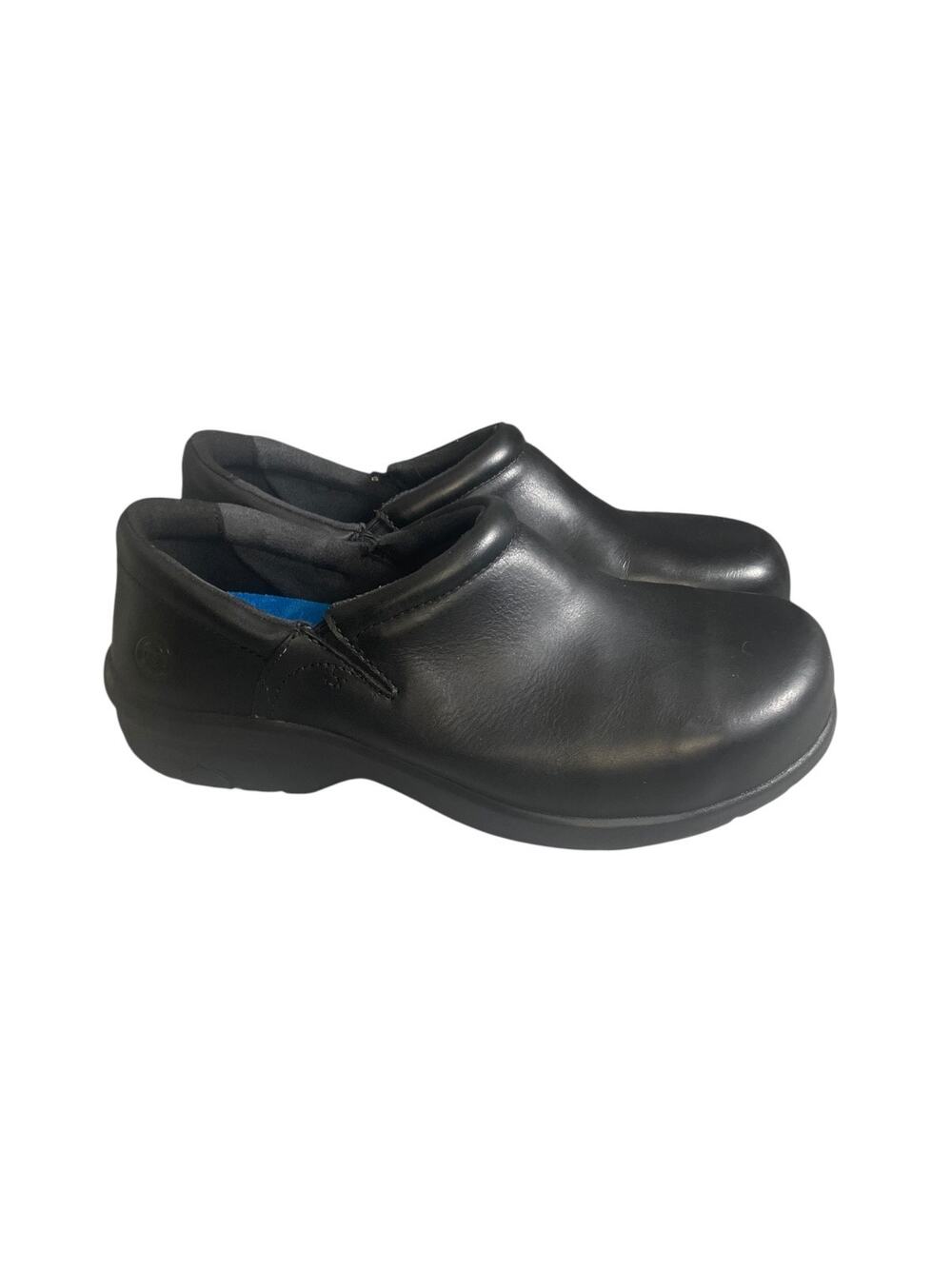 Timberland Pro Women’s 11 Wide Black Leather Newbury ESD Alloy Toe Slip On Clogs